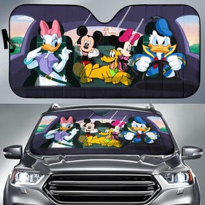 Parasole per auto di Topolino e i suoi amici, copri parabrezza Disney, parasole per auto di Topolino, Minnie, Paperino e Pippo, regalo Disney, accessorio estivo per auto