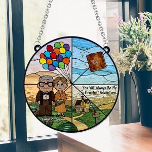 Personalized Carl And Ellie Suncatcher Ornament, My Greatest Adventure Window Decor, Up Movie Love Story Gift, Disney Couple Ornament