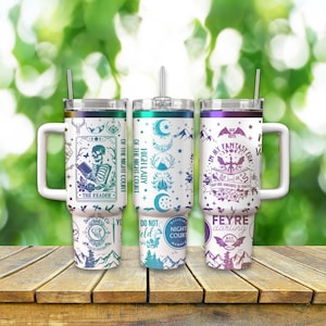 Vaso grabado con lector de libros, vaso Velaris de 40 oz, vaso grabado City of Starlight, vaso de acero Acotar Night Court, taza Rhysand