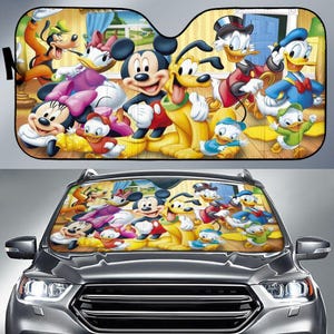 Parasole per auto Topolino e i suoi amici, copri parabrezza Disney, parasole Topolino, Paperino e Pippo, accessorio per auto, regalo per gli amanti della Disney.