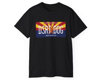 Arizona - Arizona License Plate DSRT DOG (Desert Dog) - Gildan 2000 Cotton Tee Shirt