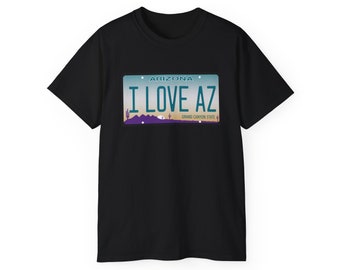 Arizona - Arizona License Plate I LOVE AZ - Gildan 2000 Cotton Tee Shirt