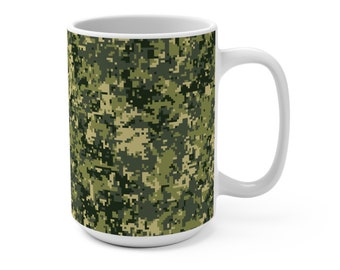 Camo Camouflage Mug Gift for Him Father Husband Boyfriend Pixels Military Green