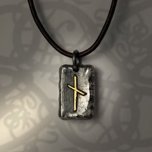 Collar Naudiz 'N' Rune: amuleto de fuerza interior y resiliencia/abalorio inicial de Futhark/símbolo vikingo/joyería de mitología nórdica.
