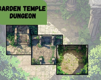 Garden Temple Dungeon, Battle Map, DnD, Dungeons and Dragons,TableTop,Digital Map,Roll20,Fantasy Grounds, Instant Download, Printable