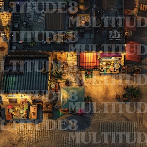 Desert Market Night Map, Battle Map, DnD Battle Map, Dungeons and Dragons, TableTop Simulator, Digitale kaart, 5e, Roll20, Fantasy Grounds, Foundry, VTT