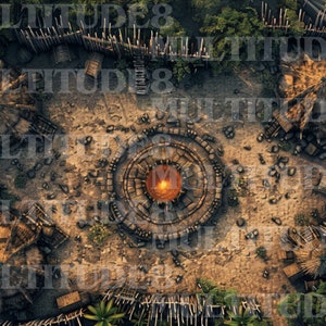 Ogre Village kaart, Battle kaart, DnD Battle kaart, Dungeons and Dragons, TableTop Simulator, digitale kaart, 5e, Roll20, Fantasy Grounds, Foundry, VTT