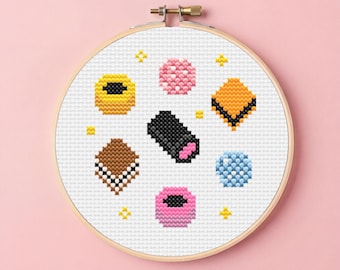 Licorice Allsorts Cross Stitch Pattern - British Candy Pattern - Beginner Quick Cross Stich Project - Cute Embroidery - Christmas Gifts