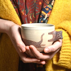 Tazza per gatti con manico - Ceramica/terracotta artigianale e poetica