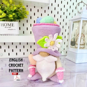 Crochet Easter Gnome Pattern: Amigurumi Flower, Eggs (PDF Pattern)