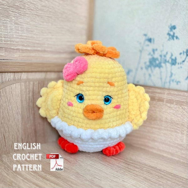 Modèle de poulet de Pâques au crochet, modèle de poussin de Pâques Amigurumi, tutoriel poulet Snuggler au crochet, jouet de poulet amigurumi lovey