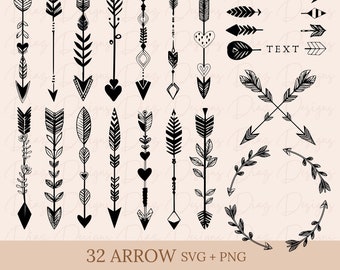 Arrow bundle svg, boho arrow clipart, arrow png, arrow clipart, arrow heart svg, heart arrows cut file, arrow vector, arrow cricut.