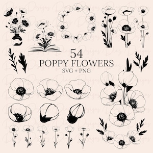 Coquelicots svg, fleurs sauvages clipart, fleurs svg, coquelicots clipart, fleurs clipart, fichiers svg floraux, plantes svg, botanique svg.