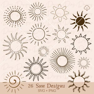 Conception de soleils svg, soleil bohème png, clipart soleil mystique, soleil cricut, dessin de soleil png, clipart soleil doodle, vecteur ensoleillé, clipart ensoleillé.