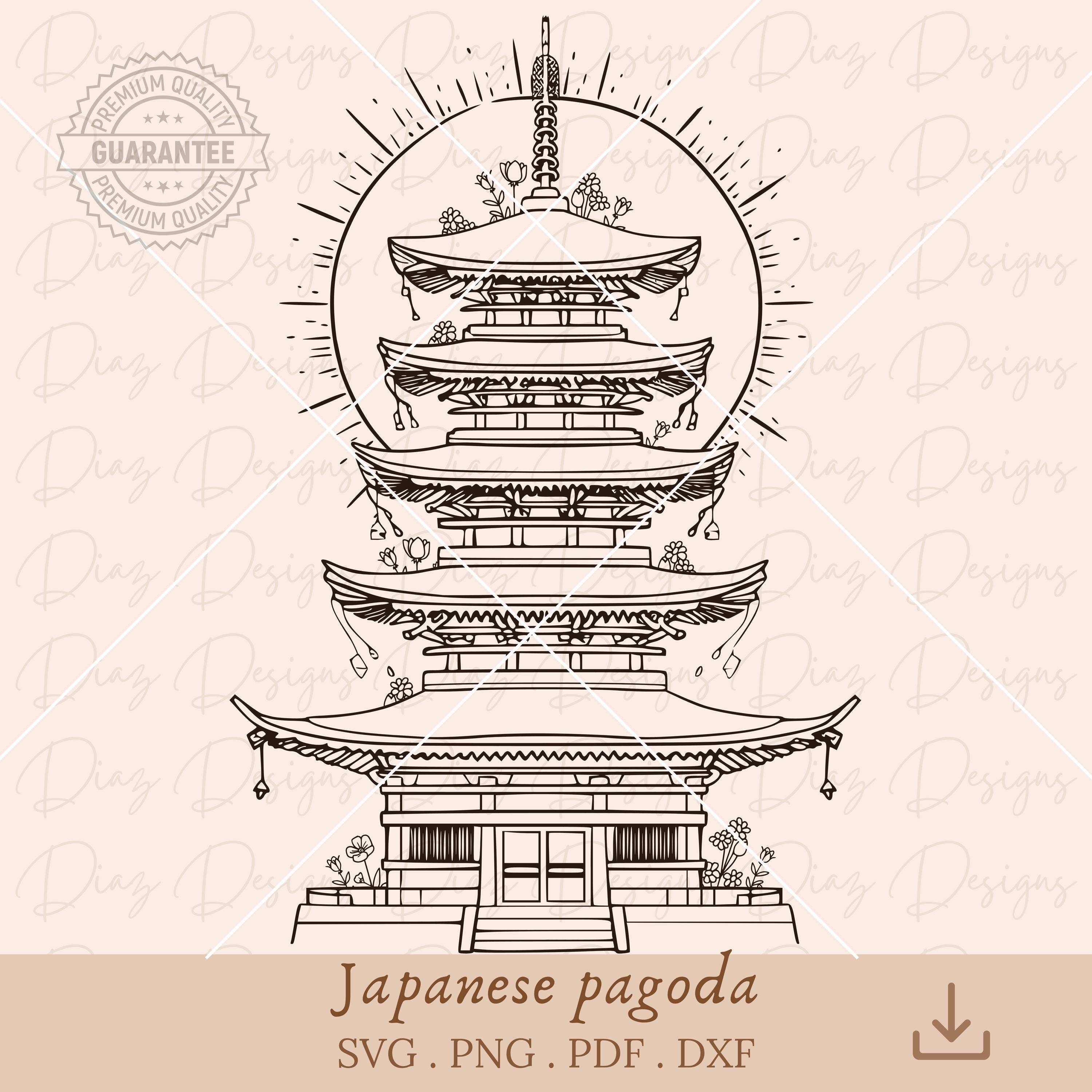 日本の五重塔の SVG、五重塔のクリップアート、日本の五重塔のカット