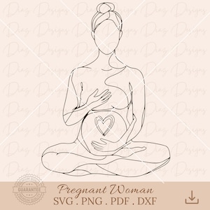 Arte de linha de mulher grávida svg, linha de maternidade png, arquivo de corte de mulher bebê, linha contínua de mãe png, silhueta de mulher grávida clipart.