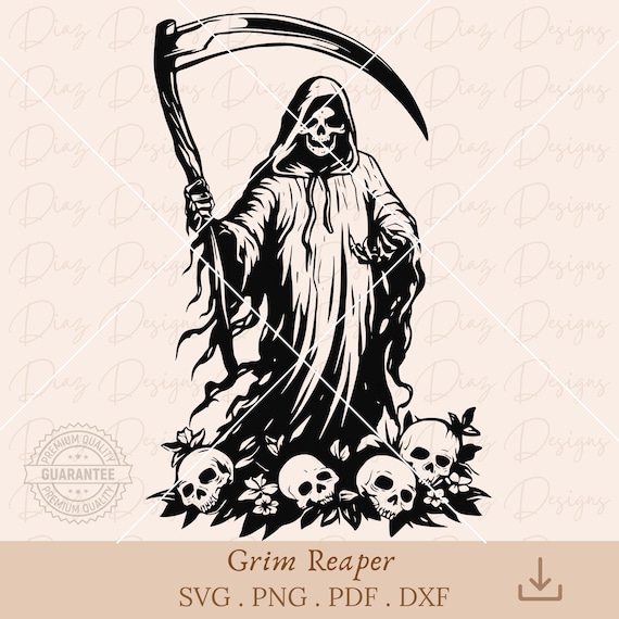 死神の骸骨 SVG、死 SVG、ゴシック スカル SVG、死神のタトゥー png