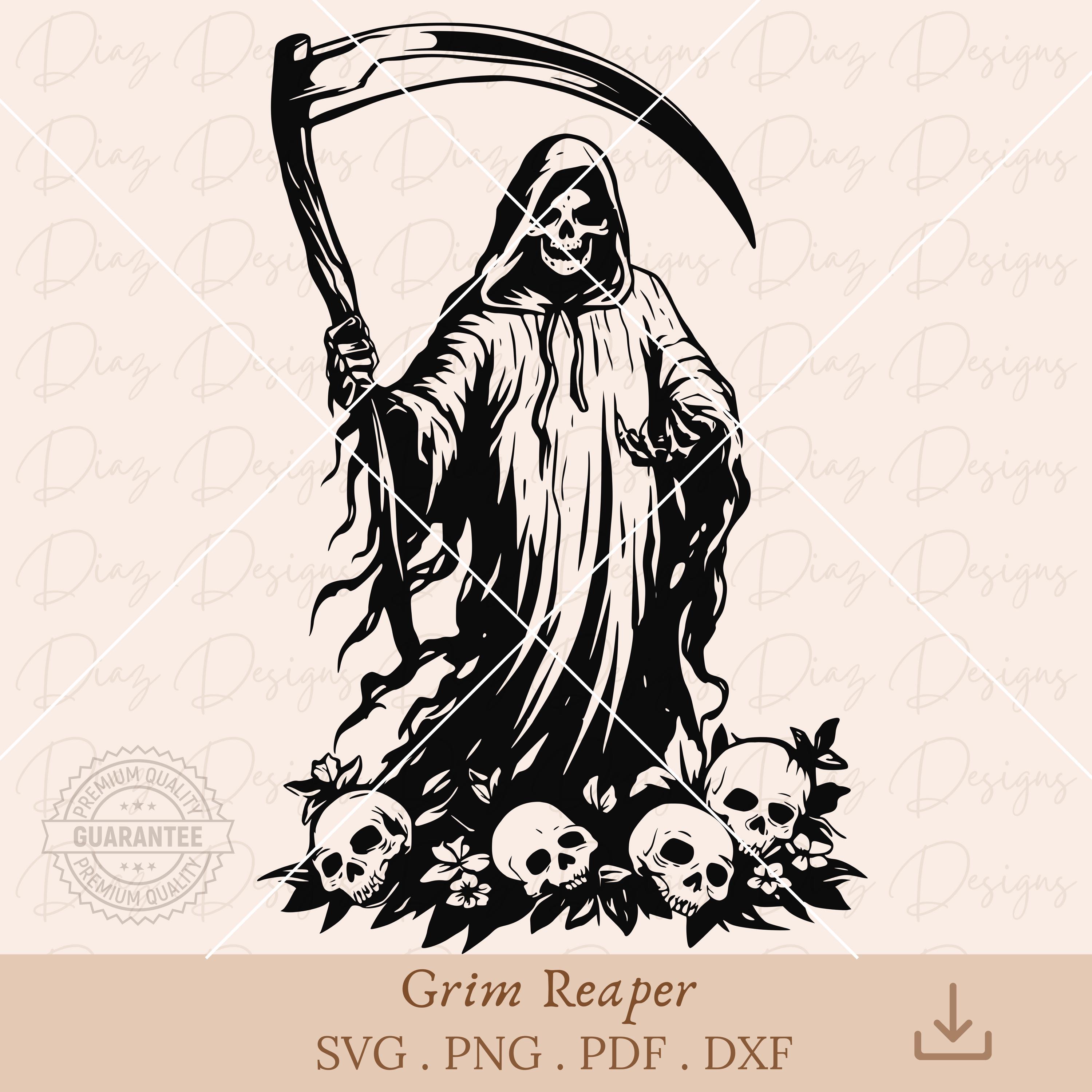 死神の骸骨 SVG、死 SVG、ゴシック スカル SVG、死神のタトゥー png