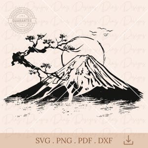 Mont Fuji au Japon, SVG, clipart, vecteur, PNG, montagne japonaise, design japonais, vecteur japonais, fichier de découpe japonais