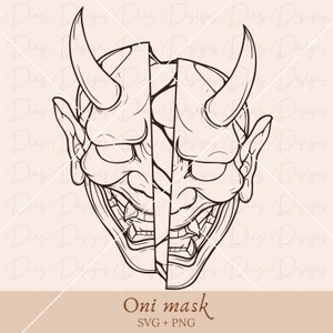 Oni-Maske SVG, Japanische Tattoo-Maske SVG, Hannya-Maske SVG, Yokai-Maske Clipart, Dämonenmaske SVG, Oni-Maske Cricut