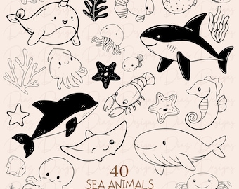 Sea animals bundle svg, ocean bundle svg, ocean life svg, ocean animals cricut, sea life svg, whale svg, starfish svg, fish svg bundle