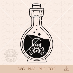 Poison bottle skull, witch potions svg, magic potion png, witches bottle svg, mystic svg, Halloween clipart, magic potion svg, alchemy png
