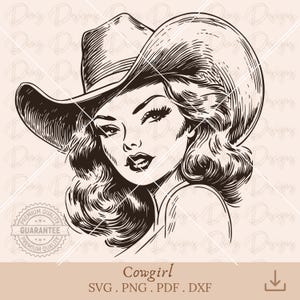 Retro cowgirl svg, pin up vrouw svg, vintage cowgirl cricut, prachtige western cowgirl clipart, wild west vector, rodeo vrouw cricut.