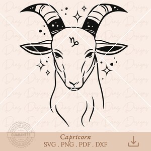 Capricorn zodiac sign svg, capricorn sign clipart, capricorn astrology cricut, zodiac sign svg, horoscope svg, capricorn constellation png.