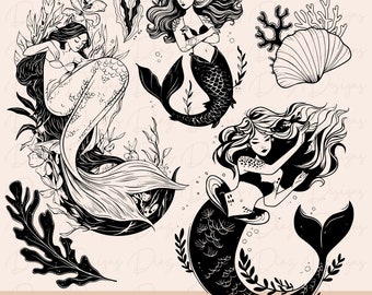 Mermaid svg bundle, mermaid clipart, little mermaid svg, cute mermaid svg, mermaid svg cricut, mermaid cut file, mermaid laser cut