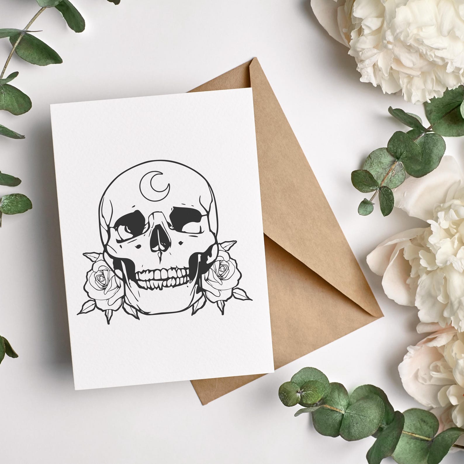 Skull And Rose Svg Floral Skull Svg Skull Head Svg Skull Tattoo Png Skull Witchy Clipart