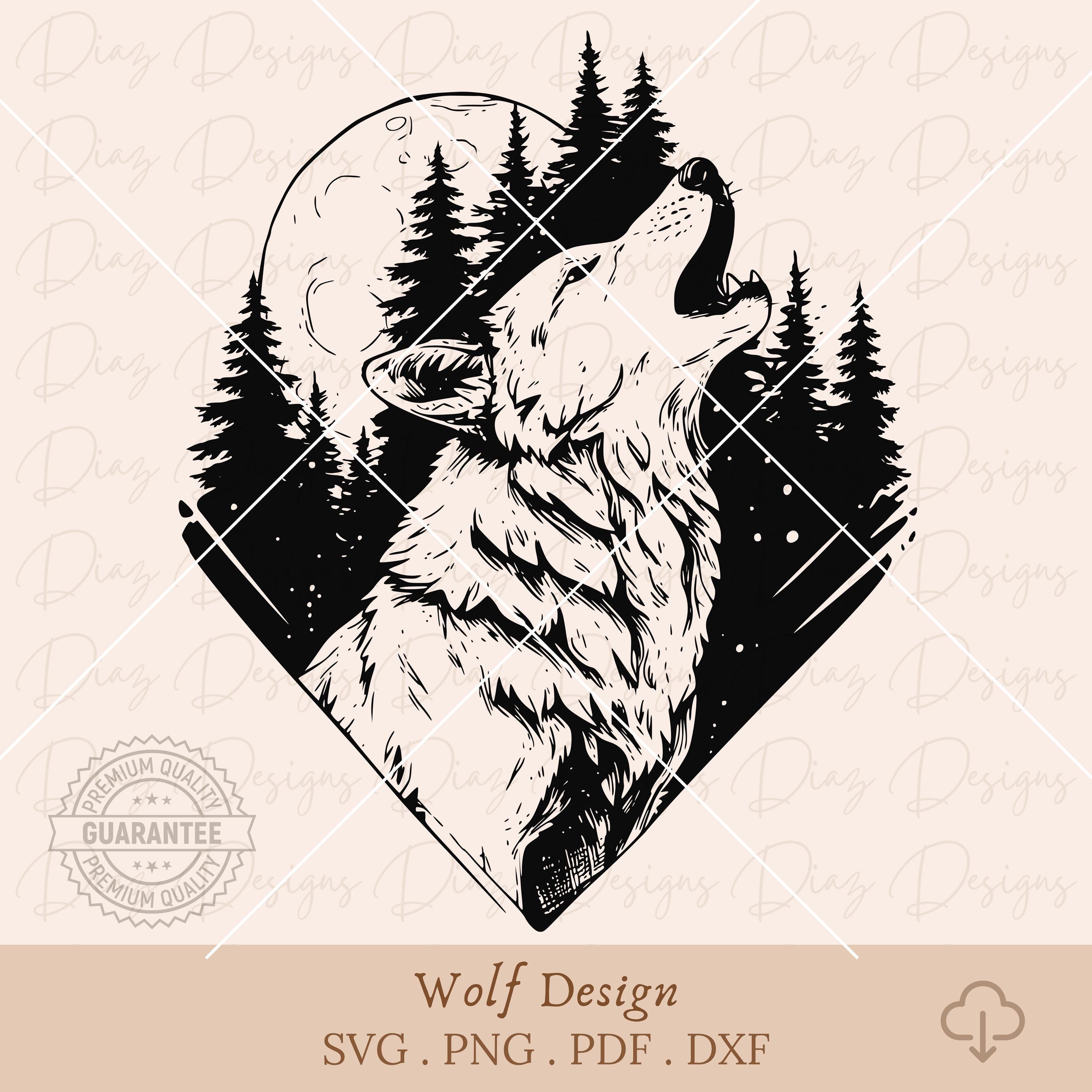 Tatuaje de lobo aullando - Etsy México, image size:3000x3000