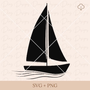 Silhouette de bateau à voile svg, clipart de voilier, fichier de découpe de voilier, clipart de bateau à voile, voilier png, bateau de pêche svg, svg maritime.