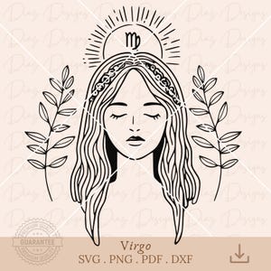 Segno zodiacale Vergine SVG, simbolo Vergine PNG, file di taglio zodiaco Vergine, Oroscopo Vergine SVG, Astrologia PNG, Vergine Cricut, Vettore Vergine.