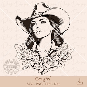 Retro cowgirl svg, vintage cowgirl cricut, western cowgirl png, wild west vector, vrouw rozen tatoeage svg, rodeo clipart, pin up svg.