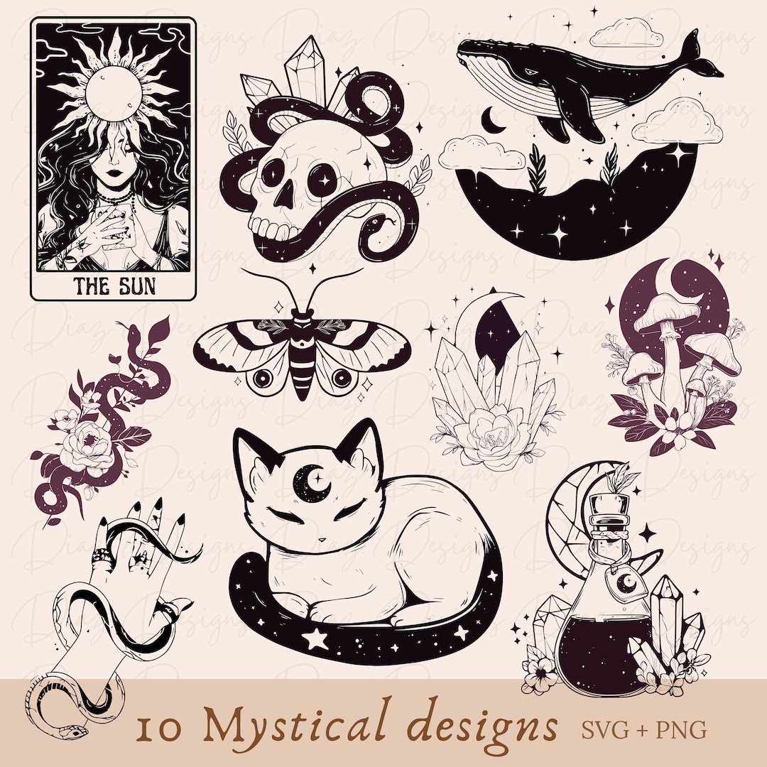 Mystical Svg Bundle, Witchcraft Bundle Svg, Witchy Svg, Cat Moon Svg ...