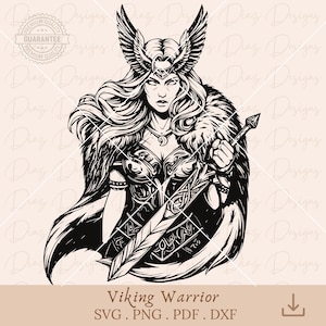 Mujer vikinga guerrera svg, Valquiria svg, freya svg, valquiria clipart, vikinga png, valhalla svg, mitologia nordica svg, vikinga clipart.