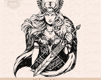 viking woman warrior svg, valkyrie svg, valkyrie png, freya design, norse mythology svg, viking cricut, celtic warrior png, viking clipart.