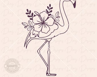 Flamenco svg png, vector flamenco, archivo corte animal flamenco, clipart flamenco hibisco, svg pájaro, arte lineal flamenco, svg tropical.