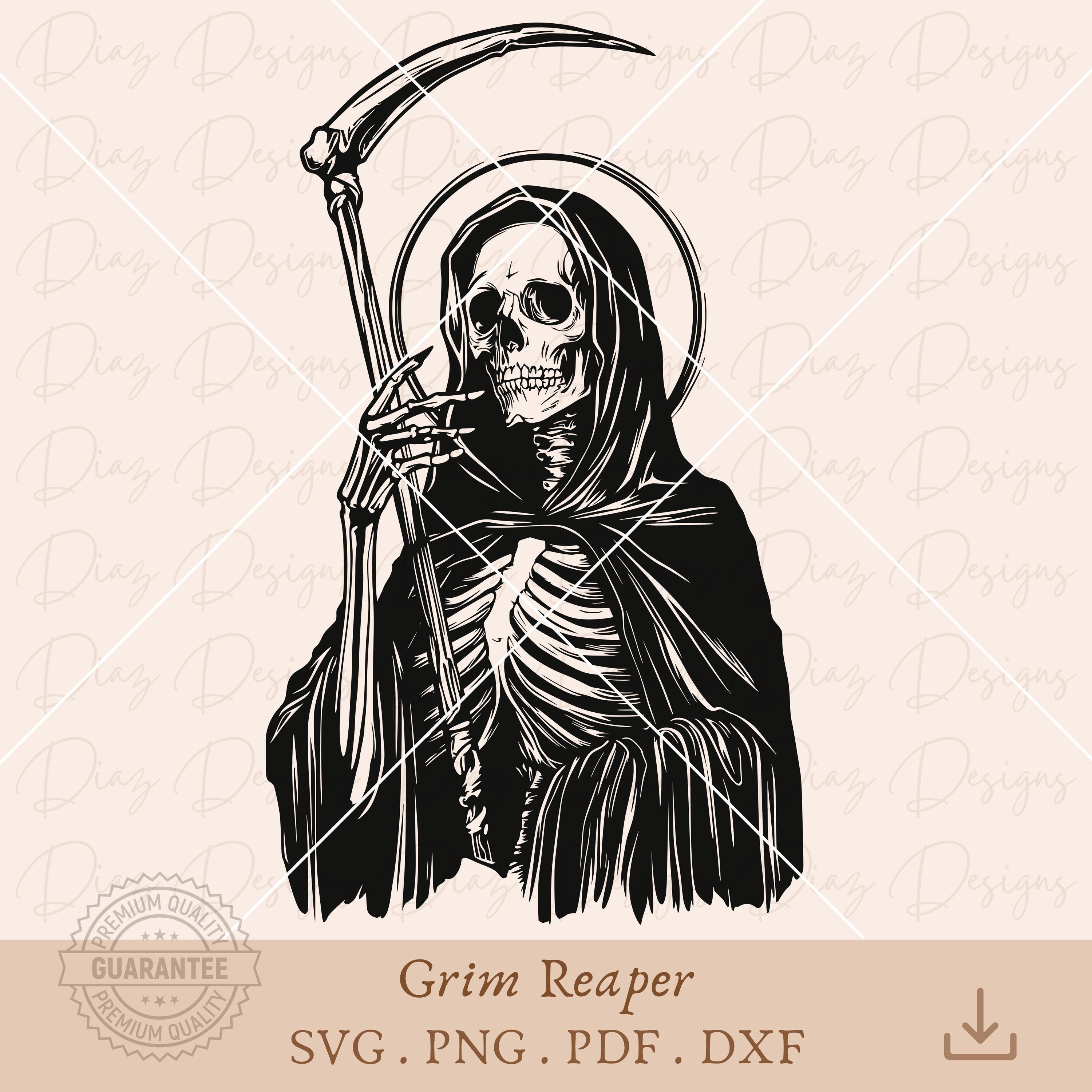 死神の骸骨 SVG、死 SVG、ゴシック スカル PNG、死神のタトゥー PNG