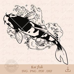 Japanese koi fish svg, koi fish clipart, koi carps svg, koi fish tattoo cricut, japanese wave clipart, chinese fish svg, koi carp cut file.