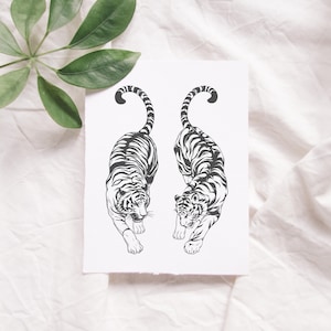 Japanska tigrar svg, tigerhuvud svg, japansk tigertatuering, tigeransikte clipart, vild tiger png, tigervektor, tigerdjur Cricut. bild 8