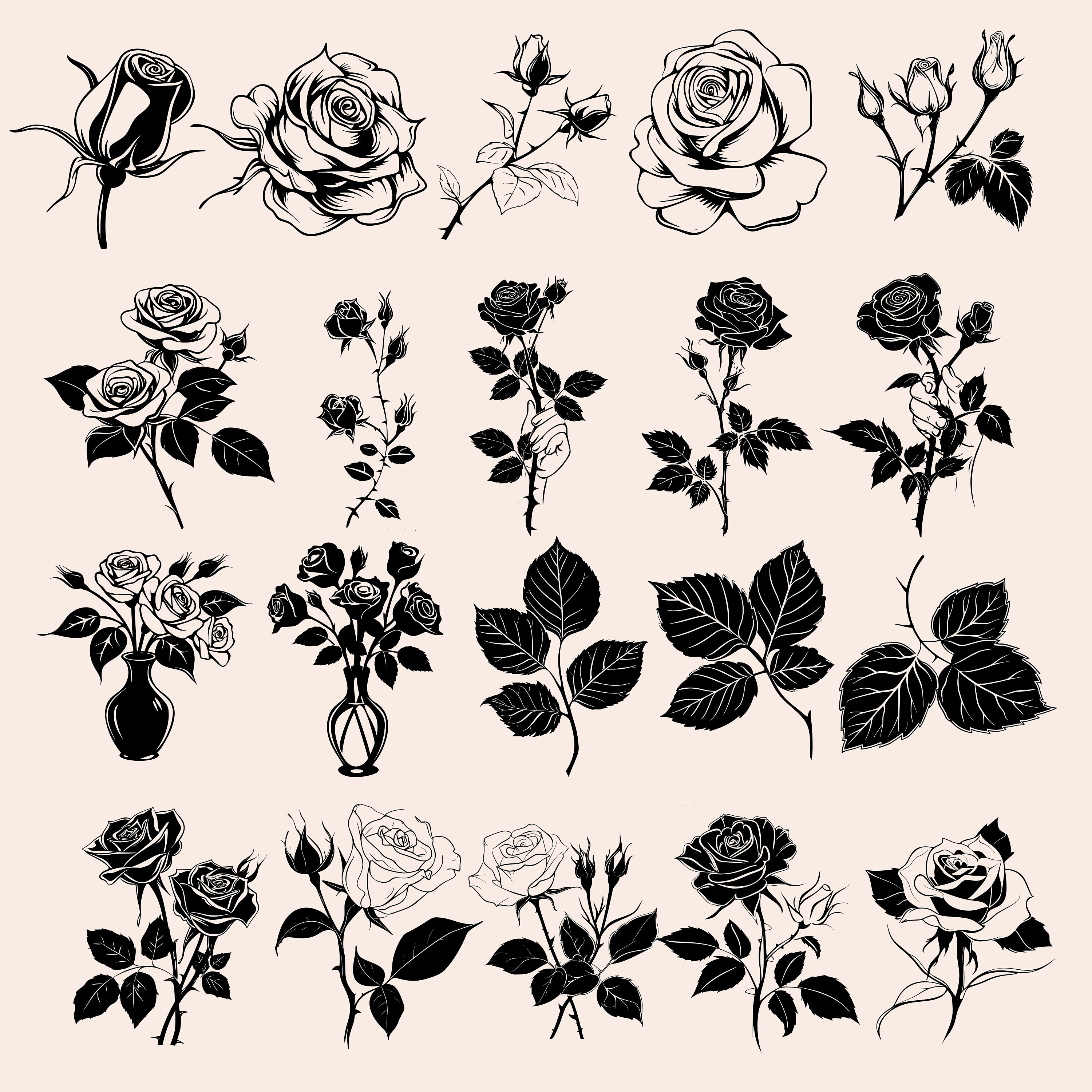 Rose Svg Bundle, Roses Clipart, Rose Png, Wildflower Svg, Floral Bundle ...