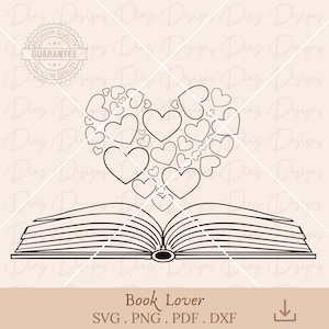 Open boek hart png, liefdesboek svg, bloemenlezing svg, Valentijnsdag png, botanisch boek clipart, bibliotheek png, boekwinkel vector.