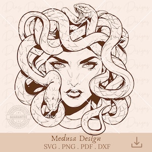 Medusa Svg, Medusa Snake Png, Medusa Clipart, Medusa Cut File, Mythologie grecque Medusa Svg, Gorgone Svg, Dieux grecs Svg.