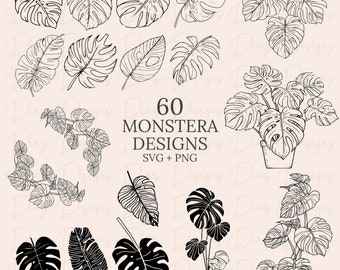 Monstera svg bundle, monstera plant svg, monstera clipart, monstera cut files, jungle leaves svg, tropical leaves svg, botanical svg.