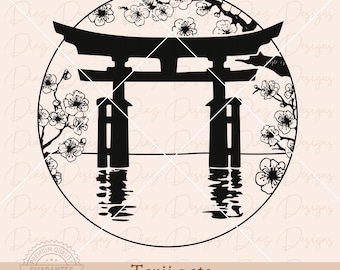 Traditional japanese Torii Gate svg, japanese culture torii clipart, Asian Shinto torii gate svg, sakura svg, oriental shrine svg, zen svg.