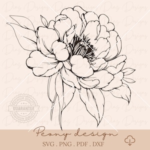 Pfingstrosenblüten SVG, Pfingstrosen Clipart, Blumen SVG, Blumen Clipart Datei, Pflanzen Vektor, Botanik Clipart, Pfingstrosen png, Cricut Pfingstrosen Design.