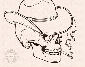 Cowboy skull svg, cowgirl skull clipart, skull head svg, skull vector, cowboy hat svg, skeleton cowboy clipart, wild west png, western png.