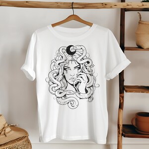 Medusa svg file, medusa png, medusa tattoo svg, medusa vector, greek mythology svg, medusa head clipart, greek goddess svg, snake head png. image 5