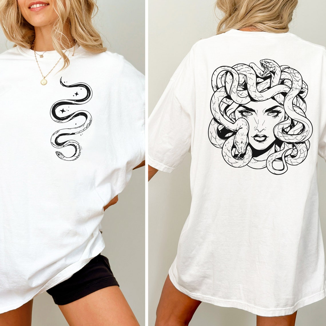 Medusa Button Slash Cutout Shirt